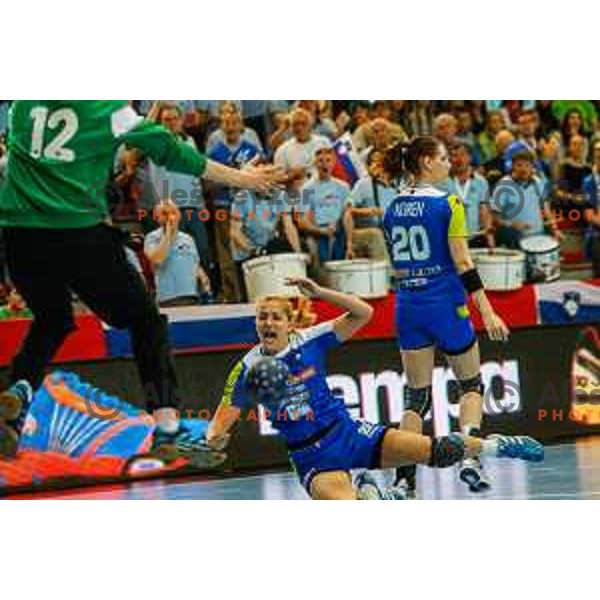 Sanja Gregorc of Slovenia during handball match between Slovenia and Switzerland in qualification for EHF Euro Hungary - Croatia 2014 played in Kodeljevo Hall, Ljubljana, Slovenia on March 30, 2014