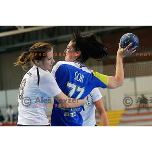 Maja Son of Slovenia during handball match between Slovenia and Switzerland in qualification for EHF Euro Hungary - Croatia 2014 played in Kodeljevo Hall, Ljubljana, Slovenia on March 30, 2014