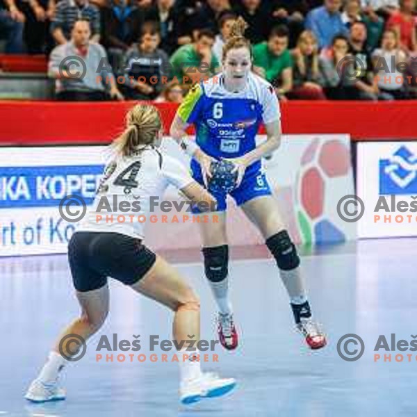 Ana Gros of Slovenia during handball match between Slovenia and Switzerland in qualification for EHF Euro Hungary - Croatia 2014 played in Kodeljevo Hall, Ljubljana, Slovenia on March 30, 2014
