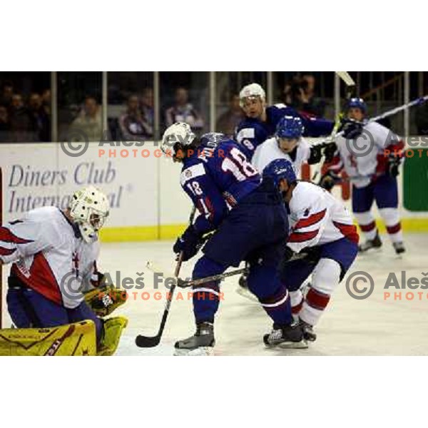 Poloncic scores goal at match Slovenia- Great Britain at World Championship Division 1 group B in Ljubljana.Photo by Ales Fevzer 