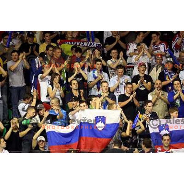 Fans at match Slovenia- Great Britain at World Championship Division 1 group B in Ljubljana.Photo by Ales Fevzer 