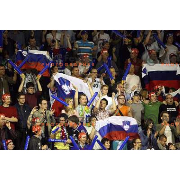 Fans at match Slovenia- Great Britain at World Championship Division 1 group B in Ljubljana.Photo by Ales Fevzer 