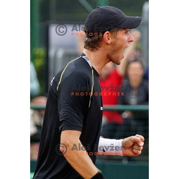 Blaz Rola of Slovenia in action during Davis Cup match Slovenia-Israel in 1 Europe / Africa group, played in Portoroz, Slovenia on April 4, 2014
