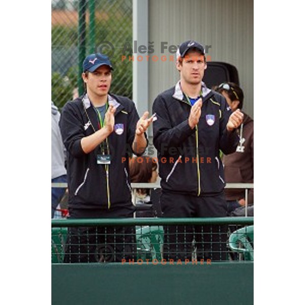 of Slovenia in action during Davis Cup match Slovenia-Israel in 1 Europe / Africa group, played in Portoroz, Slovenia on April 4, 2014