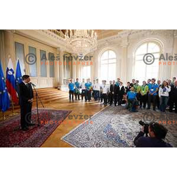Reception for Slovenian Olympic team at Borut Pahor, presidente of Republic of Slovenia, Ljubljana on april 7, 2014