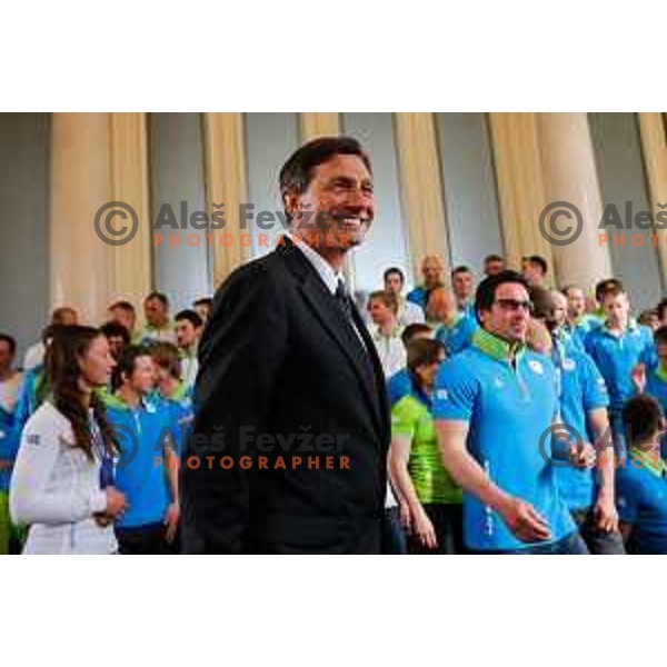 Reception for Slovenian Olympic team at Borut Pahor, presidente of Republic of Slovenia, Ljubljana on april 7, 2014