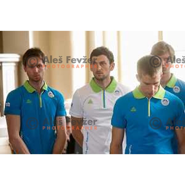 Jakov Fak during reception for Slovenian Olympic team at Borut Pahor, presidente of Republic of Slovenia, Ljubljana on april 7, 2014