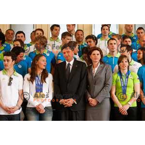 Reception for Slovenian Olympic team at Borut Pahor, presidente of Republic of Slovenia, Ljubljana on april 7, 2014