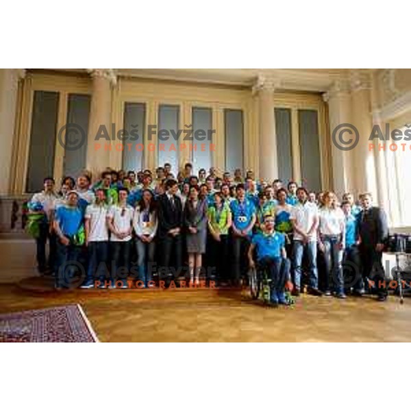 Reception for Slovenian Olympic team at Borut Pahor, presidente of Republic of Slovenia, Ljubljana on april 7, 2014