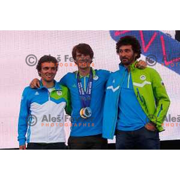 Zan Kosir during reception for Slovenian Olympic team in Ljubljana, Slovenia on april 7, 2014