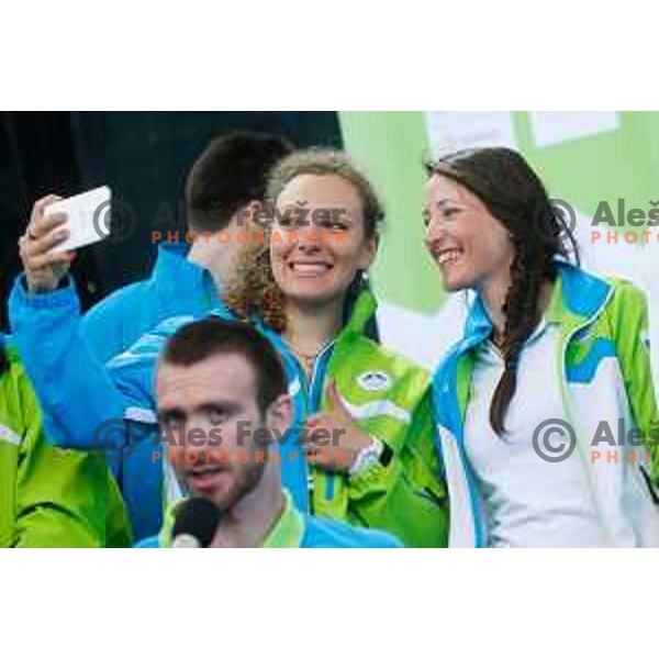 Ilka Stuhec during reception for Slovenian Olympic team in Ljubljana, Slovenia on april 7, 2014