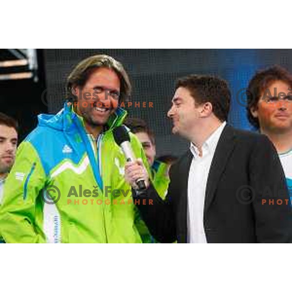 Andrea Massi during reception for Slovenian Olympic team in Ljubljana, Slovenia on april 7, 2014