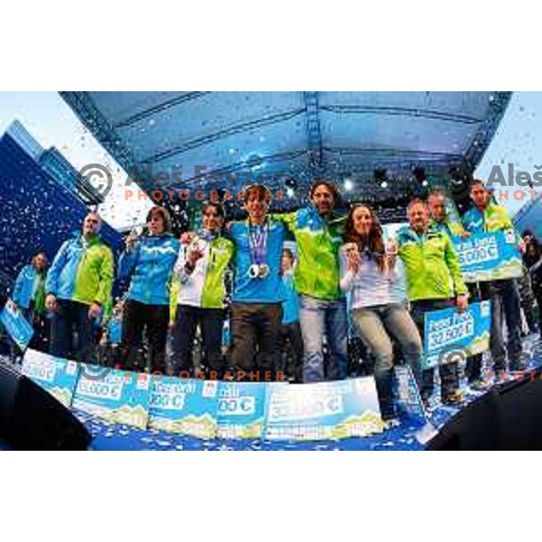 Reception for Slovenian Olympic team in Ljubljana, Slovenia on april 7, 2014