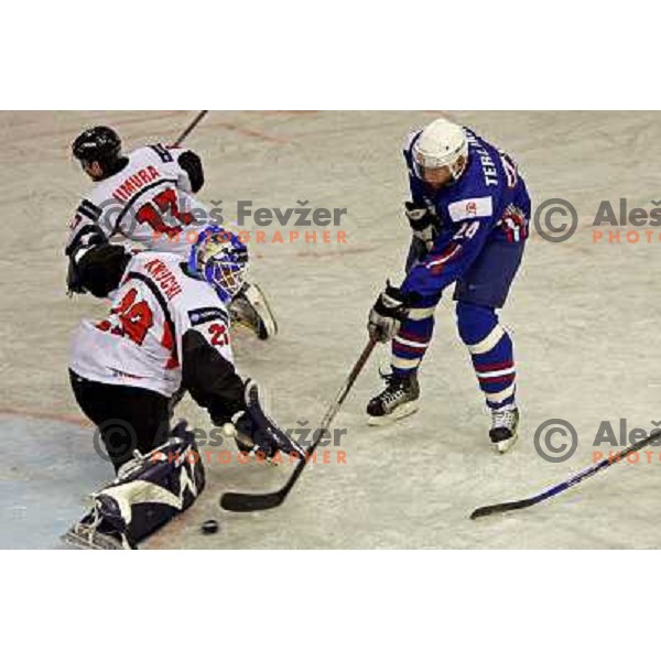 Terlikar scores goal at match Slovenia- Japan at World Championship Division 1 group B in Ljubljana.Photo by Ales Fevzer 