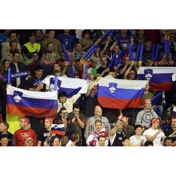 Fans at match Slovenia- Japan at World Championship Division 1 group B in Ljubljana.Photo by Ales Fevzer 