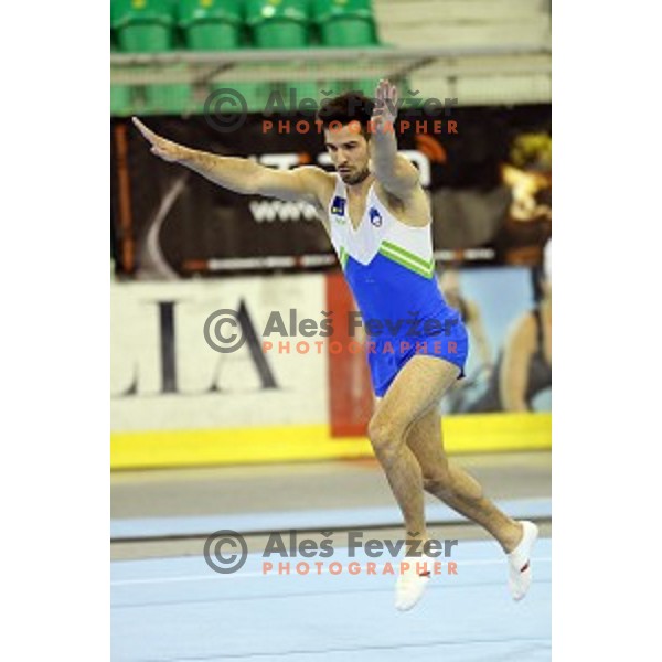 Rok Klavora of Slovenia competing in the final of Floor Exercise during Artistic Gymnastics World Challenge Cup in Hala Tivoli, Ljubljana, Slovenia on April 19, 2014