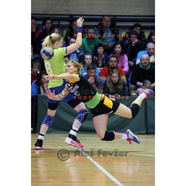 Neli Irman of Gen I Zagorje in action during handball match Krim Mercator -Gen I Zagorje in the Final of Slovenian National Handball Championship in Galjevica Hall, Ljubljana on May 17, 2014