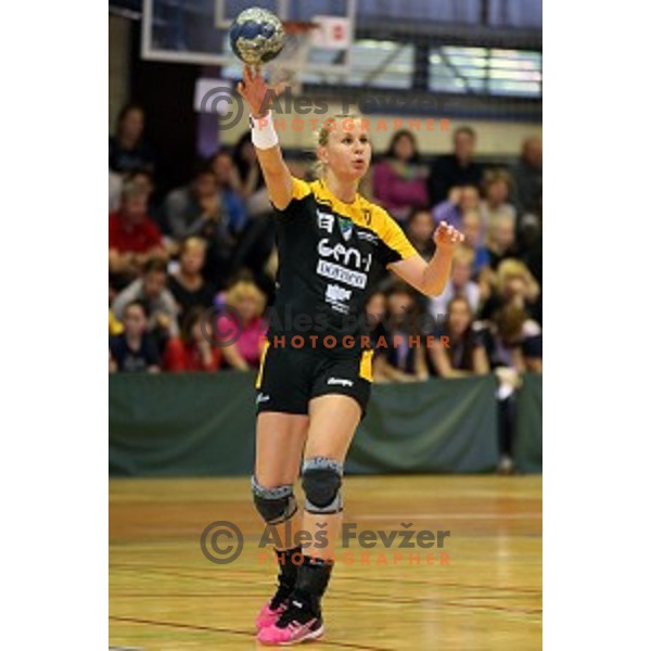 Spela Oklescen of Gen I Zagorje in action during handball match Krim Mercator -Gen I Zagorje in the Final of Slovenian National Handball Championship in Galjevica Hall, Ljubljana on May 17, 2014