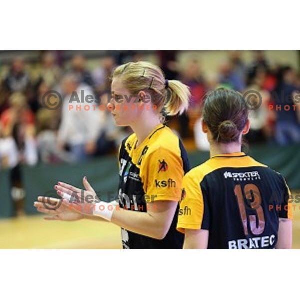 Neza Mitrusevska of Gen I Zagorje in action during handball match Krim Mercator -Gen I Zagorje in the Final of Slovenian National Handball Championship in Galjevica Hall, Ljubljana on May 17, 2014