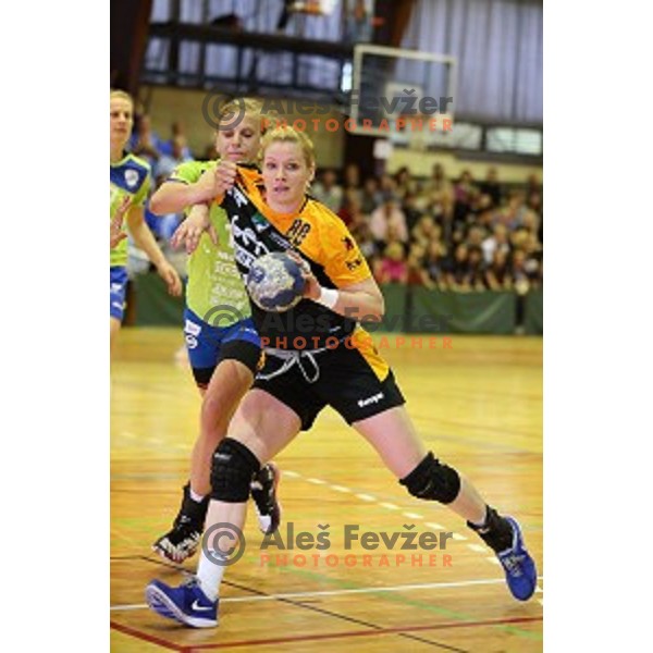 Neza Mitrusevska of Gen I Zagorje in action during handball match Krim Mercator -Gen I Zagorje in the Final of Slovenian National Handball Championship in Galjevica Hall, Ljubljana on May 17, 2014