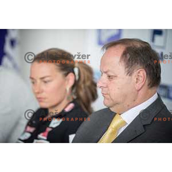 Milan Jarc and Tina Maze at Team to amaze press conference at Avto Jarc on 23.5.2014 in Maribor