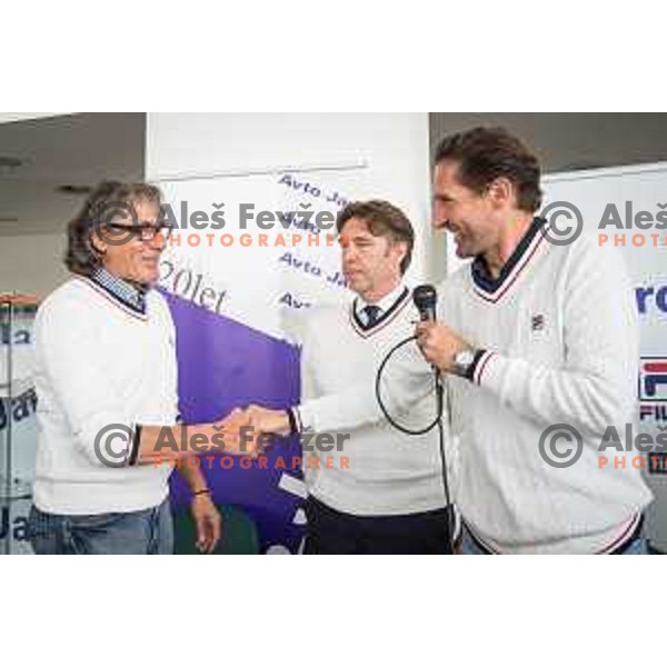 Valerio Ghirardi, Damijan Terpin, Andrea Massi at Team to amaze press conference at Avto Jarc on 23.5.2014 in Maribor