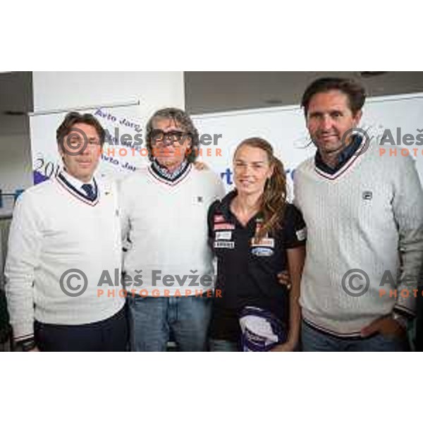 Valerio Ghirardi, Damijan Terpin, Andrea Massi, Tina Maze at Team to amaze press conference at Avto Jarc on 23.5.2014 in Maribor