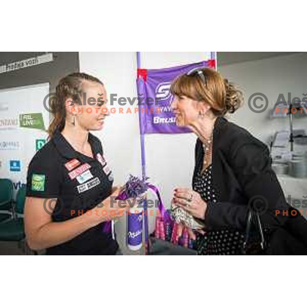 Tina Maze, Barbara Kurner Cad at Team to amaze press conference at Avto Jarc on 23.5.2014 in Maribor