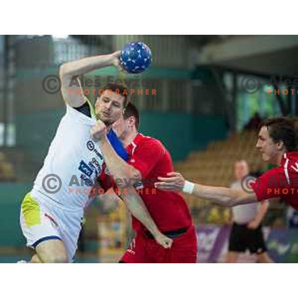 Marko Bezjak of Slovenia in action during friendly handball match between Slovenia and Austria on June 2, 2014, Maribor
