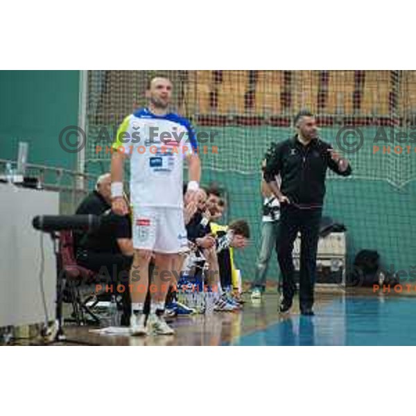 Pucelj Peter (L), Denic Boris (R) in action during friendly handball match between Slovenia and Austria on June 2, 2014, Maribor