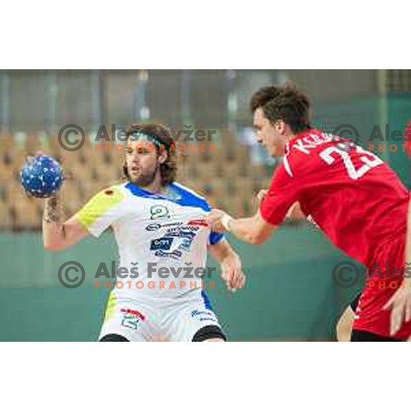 Bombac Dean in action during friendly handball match between Slovenia and Austria on June 2, 2014, Maribor