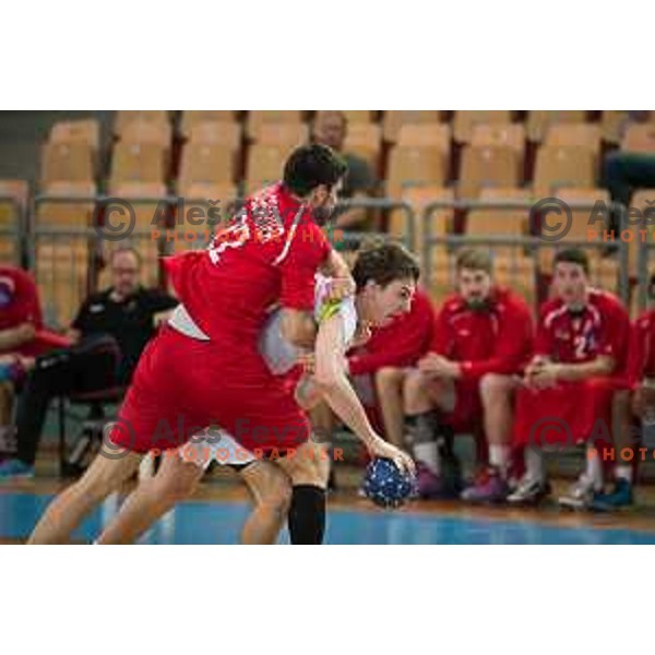 Skube Sebastian in action during friendly handball match between Slovenia and Austria on June 2, 2014, Maribor