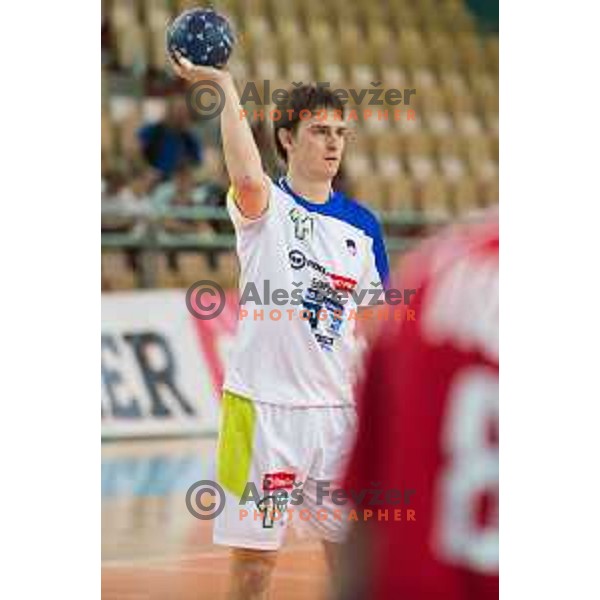 Skube Sebastian in action during friendly handball match between Slovenia and Austria on June 2, 2014, Maribor