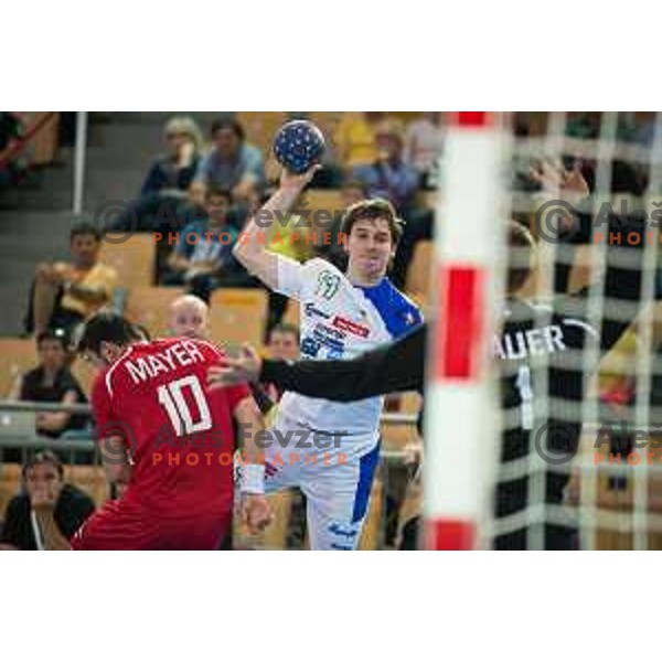 Skube Sebastian in action during friendly handball match between Slovenia and Austria on June 2, 2014, Maribor