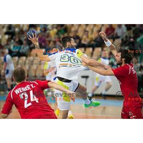 Gajic Dragan in action during friendly handball match between Slovenia and Austria on June 2, 2014, Maribor