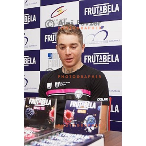 Luka Pibernik of Slovenia cycling team during press conference in Ljubljana, Slovenia on June 4, 2014
