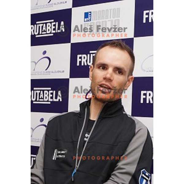 Luka Mezgec of Slovenia cycling team during press conference in Ljubljana, Slovenia on June 4, 2014