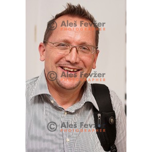 Martin Hvastja of Slovenia cycling team during press conference in Ljubljana, Slovenia on June 4, 2014