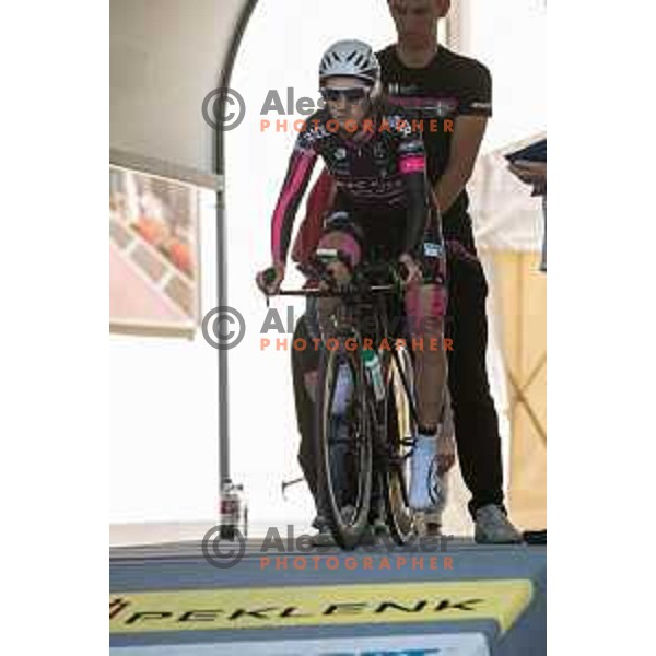 Batagelj Polona at start of Slovenian time trail Championships in Ljubljana.