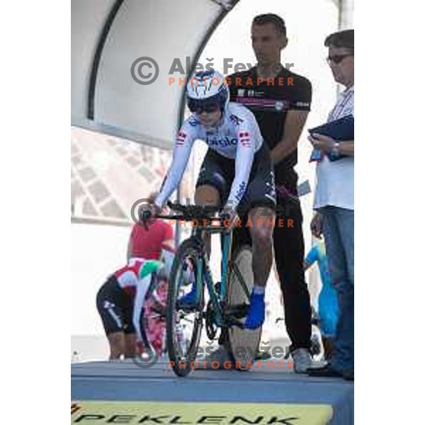 Hahn Jacqueline at start of Slovenian time trail Championships in Ljubljana.
