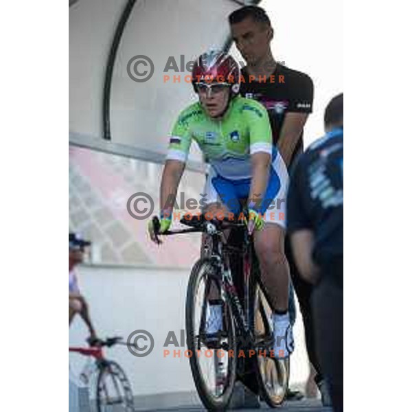 Rutar Tjaša at start of Slovenian time trail Championships in Ljubljana.