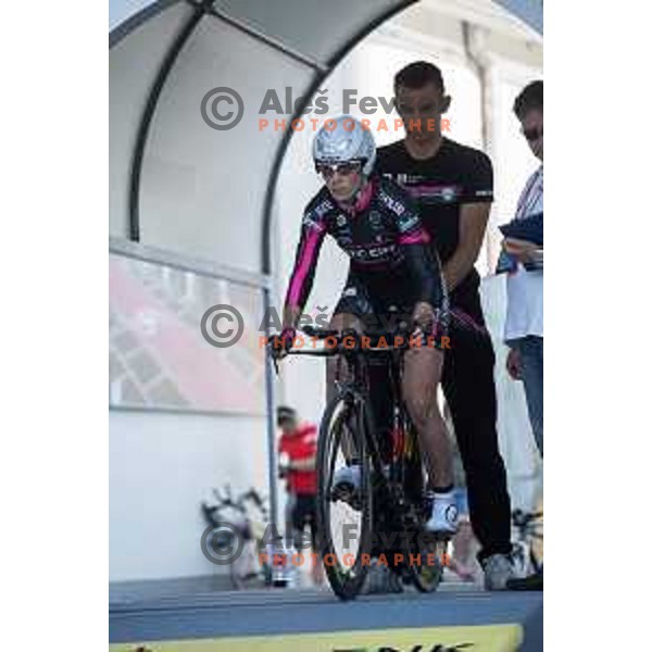 Bujak Eugenia at start of Slovenian time trail Championships in Ljubljana.