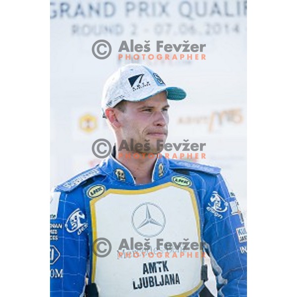 Matej Zagar at speedway race for the 2014 FIM Speedway Grand Prix World Championship Qualifying Round 2, Ljubljana, Slovenia, 07.06.2014