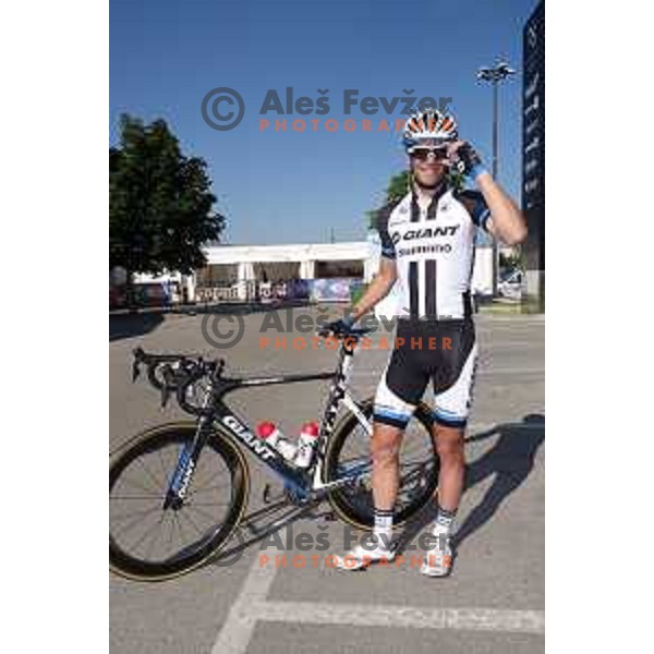 Luka Mezgec of Slovenia member of Argos Shimano professional cycling team and winner of last stage in Giro d\'Italia 2014 at start of 33. Franja Marathon- UCI World Cycling Tour (156 km) in BTC, Ljubljana, Slovenia on June 8, 2014