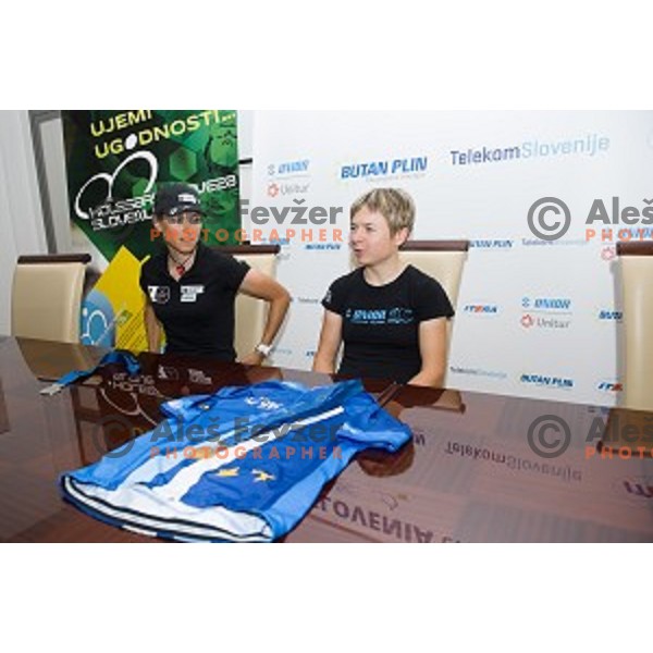 Blaza Klemencic, Tanja Zakelj at the press conference after winning the European championships, Ljubljana, Slovenia, 10.06.2014