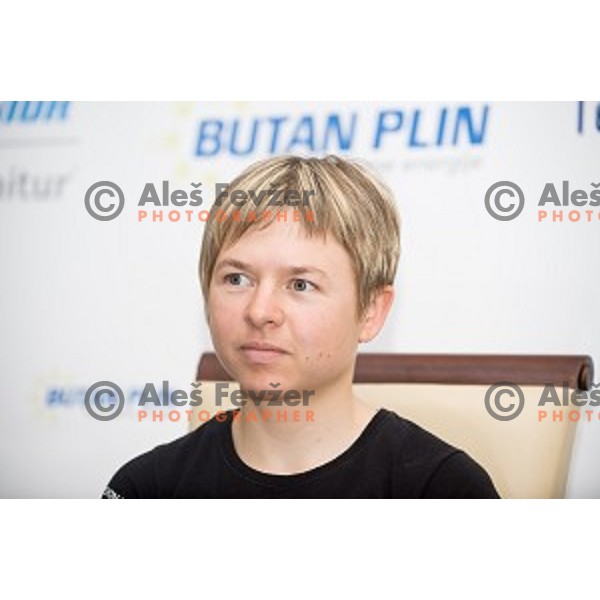 Tanja Zakelj at the press conference after winning the European championships, Ljubljana, Slovenia, 10.06.2014