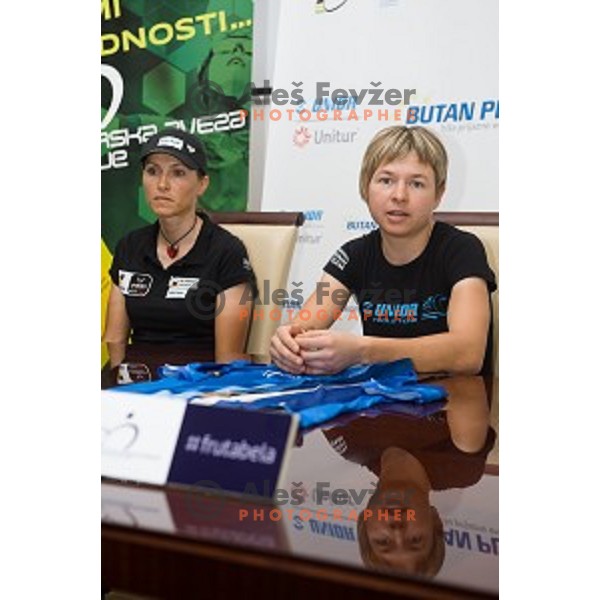 Blaza Klemencic, Tanja Zakelj at the press conference after winning the European championships, Ljubljana, Slovenia, 10.06.2014