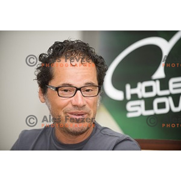 Robert Pintaric at the press conference after winning the European championships, Ljubljana, Slovenia, 10.06.2014