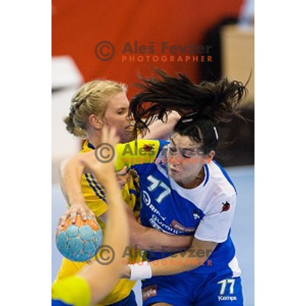 Maja Son in action during Handballl match Slovenia - Sweden, EHF Euro 2014 qualifying, Kodeljevo, Ljubljana, Slovenia, 11.06.2014