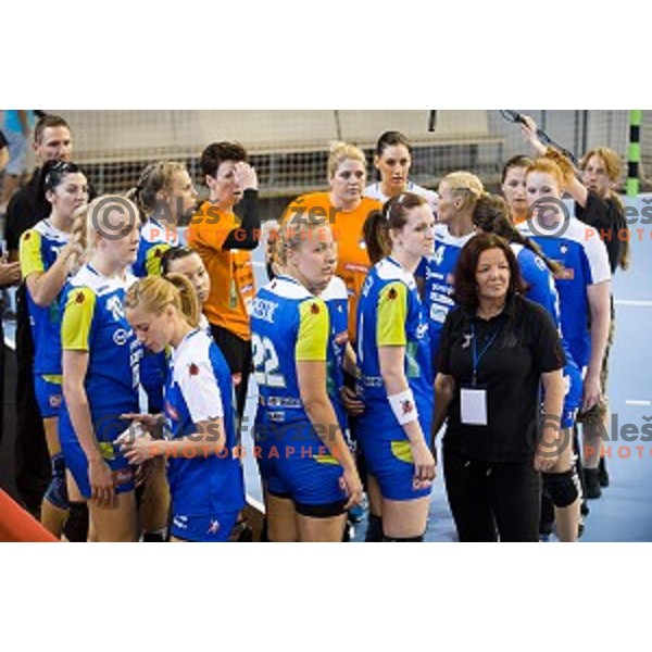 Team Slovenia in action during Handballl match Slovenia - Sweden, EHF Euro 2014 qualifying, Kodeljevo, Ljubljana, Slovenia, 11.06.2014